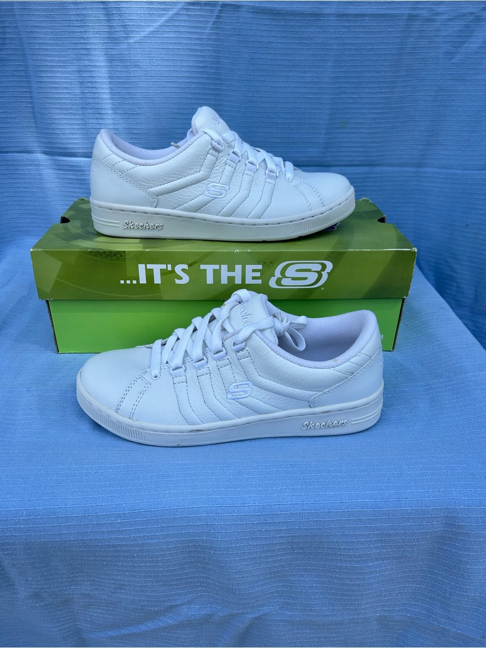 Skechers Women’s White Low-Profile Lace-Up Sneakers